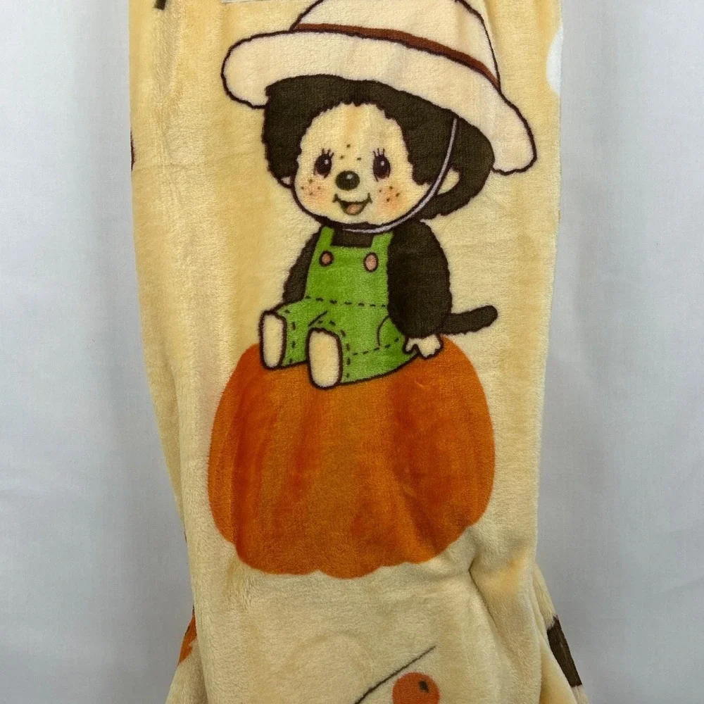 Monchhichi Mon Mon Farm Cream Fall Halloween Soft Plush Throw Blanket 50x70